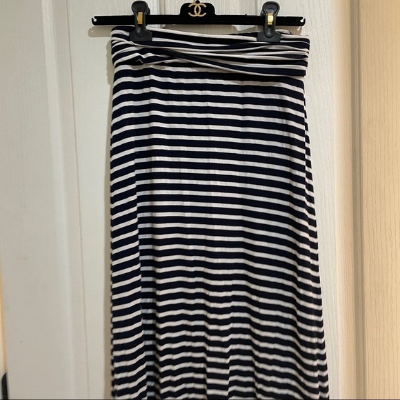 J. Crew Maxi Striped Long Jersey Skirt Navy Blue White Size XXS J.crew Summer - Picture 4 of 11